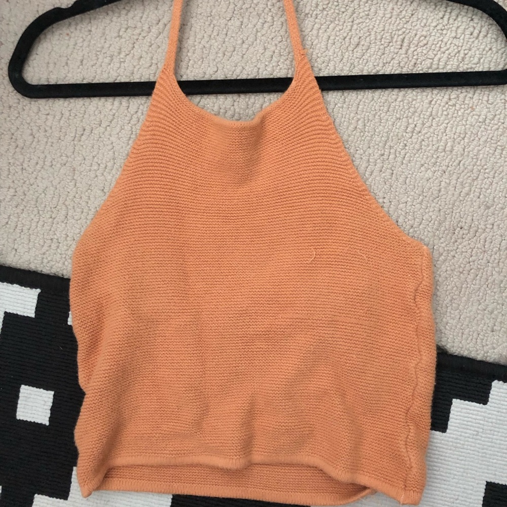 Vintage yellow knit crop halter top